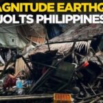 Rescue teams and residents evacuate after a powerful 7.4-magnitude earthquake struck southern Philippines near Davao Oriental, triggering tsunami warnings and damage reports