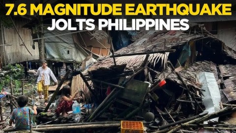 Rescue teams and residents evacuate after a powerful 7.4-magnitude earthquake struck southern Philippines near Davao Oriental, triggering tsunami warnings and damage reports