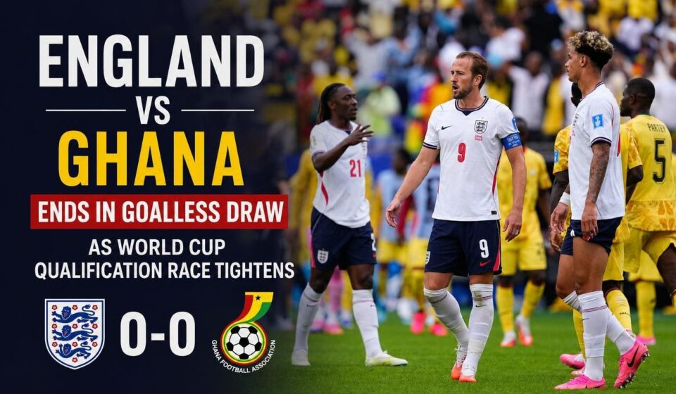 England and Ghana players competing during a FIFA World Cup 2026 Group L match