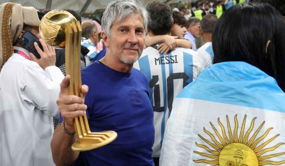 Lionel Messi and his father Jorge Messi during a public appearance