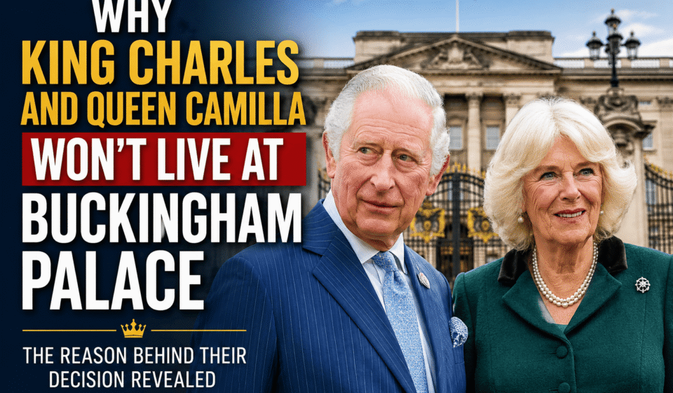 King Charles III and Queen Camilla during a royal engagement as reports suggest they will not live at Buckingham Palace