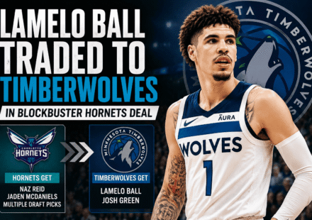 LaMelo Ball in a Minnesota Timberwolves-themed trade graphic following blockbuster deal with the Charlotte Hornets