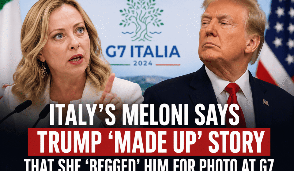Italian Prime Minister Giorgia Meloni and US President Donald Trump talking on a sofa during the G7 summit.