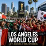 Mexico and South Korea football fans gathering in Los Angeles during the World Cup