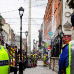 Emergency services outside a mosque in Dublin following a suspected arson incident