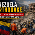 Rescue workers searching through earthquake rubble in Caracas, Venezuela