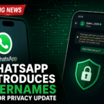 WhatsApp logo displayed on a smartphone with a privacy-themed background
