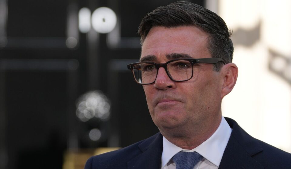 UK Prime Minister Andy Burnham speaking after suspending the early prisoner release proposal