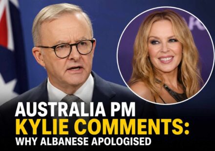 Australian Prime Minister Anthony Albanese speaking after apologising for comments about Kylie Minogue