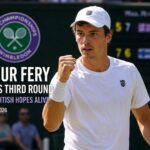 Arthur Fery celebrates after defeating Otto Virtanen to reach the third round at Wimbledon 2026