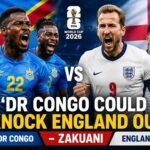 DR Congo players celebrating before their World Cup knockout match against England
