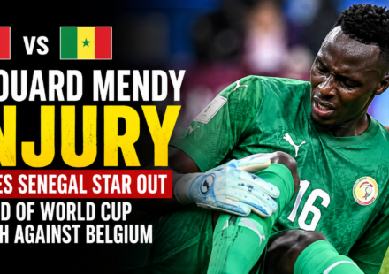 Senegal goalkeeper Edouard Mendy receives treatment after suffering a knee injury during the FIFA World Cup.
