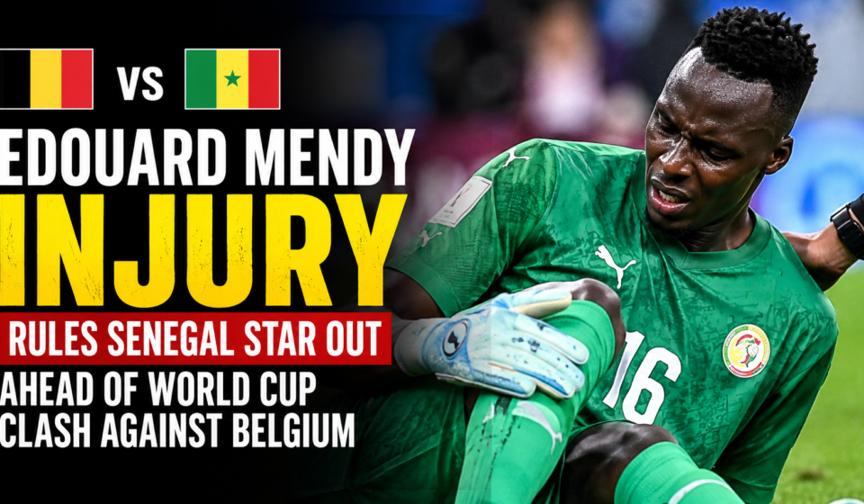Senegal goalkeeper Edouard Mendy receives treatment after suffering a knee injury during the FIFA World Cup.