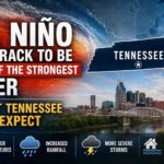 Map showing Tennessee with weather icons representing El Niño impacts