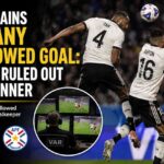 Germany defender Jonathan Tah reacts after his goal was disallowed following a VAR review against Paraguay