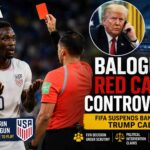 Folarin Balogun reacts after receiving a red card during a FIFA World Cup match