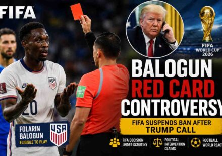Folarin Balogun reacts after receiving a red card during a FIFA World Cup match