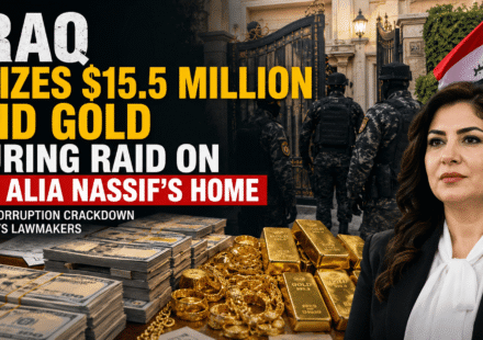 Iraqi security officers conduct an anti-corruption raid at the home of MP Alia Nassif