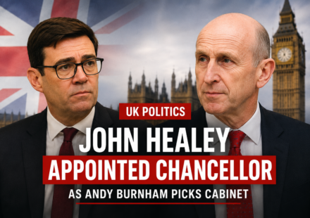 John Healey entering 10 Downing Street after being appointed chancellor by Prime Minister Andy Burnham