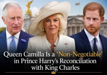 King Charles III, Queen Camilla, and Prince Harry during separate royal appearances