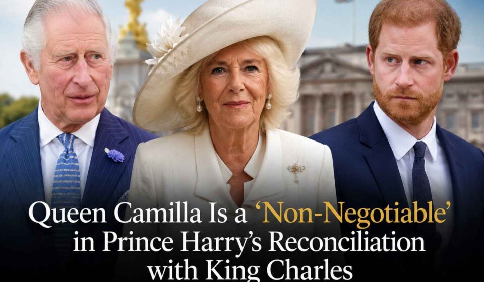 King Charles III, Queen Camilla, and Prince Harry during separate royal appearances