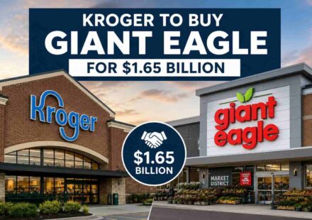 Kroger storefront alongside Giant Eagle branding after $1.65 billion acquisition announcement