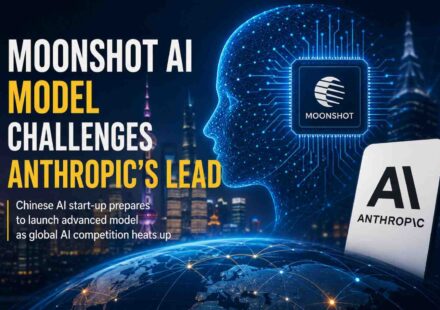 Illustration representing Moonshot AI launching a new artificial intelligence model to compete with Anthropic.