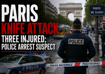 French police officers at the scene of the Paris knife attack near Porte de Clichy
