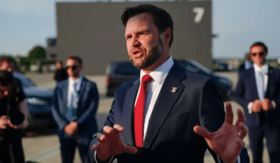 Vice President JD Vance amid reports about a military helicopter request for his son's golf lesson