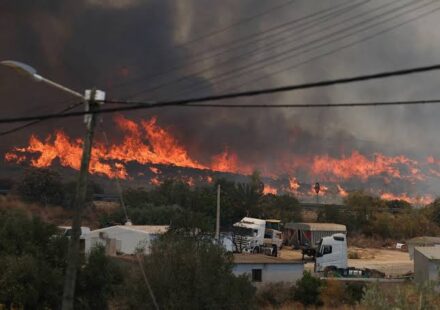 Massive wildfire burning through a forested area in Spain as emergency crews respond