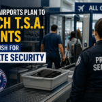 Airport security checkpoint as three U.S. airports explore TSA private security screening options