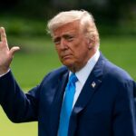President Donald Trump during a public appearance as new polling shows declining approval among major city voters