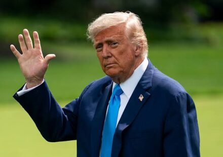 President Donald Trump during a public appearance as new polling shows declining approval among major city voters
