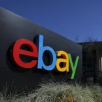 eBay logo with legal documents representing the company's $50 million cyberstalking settlement